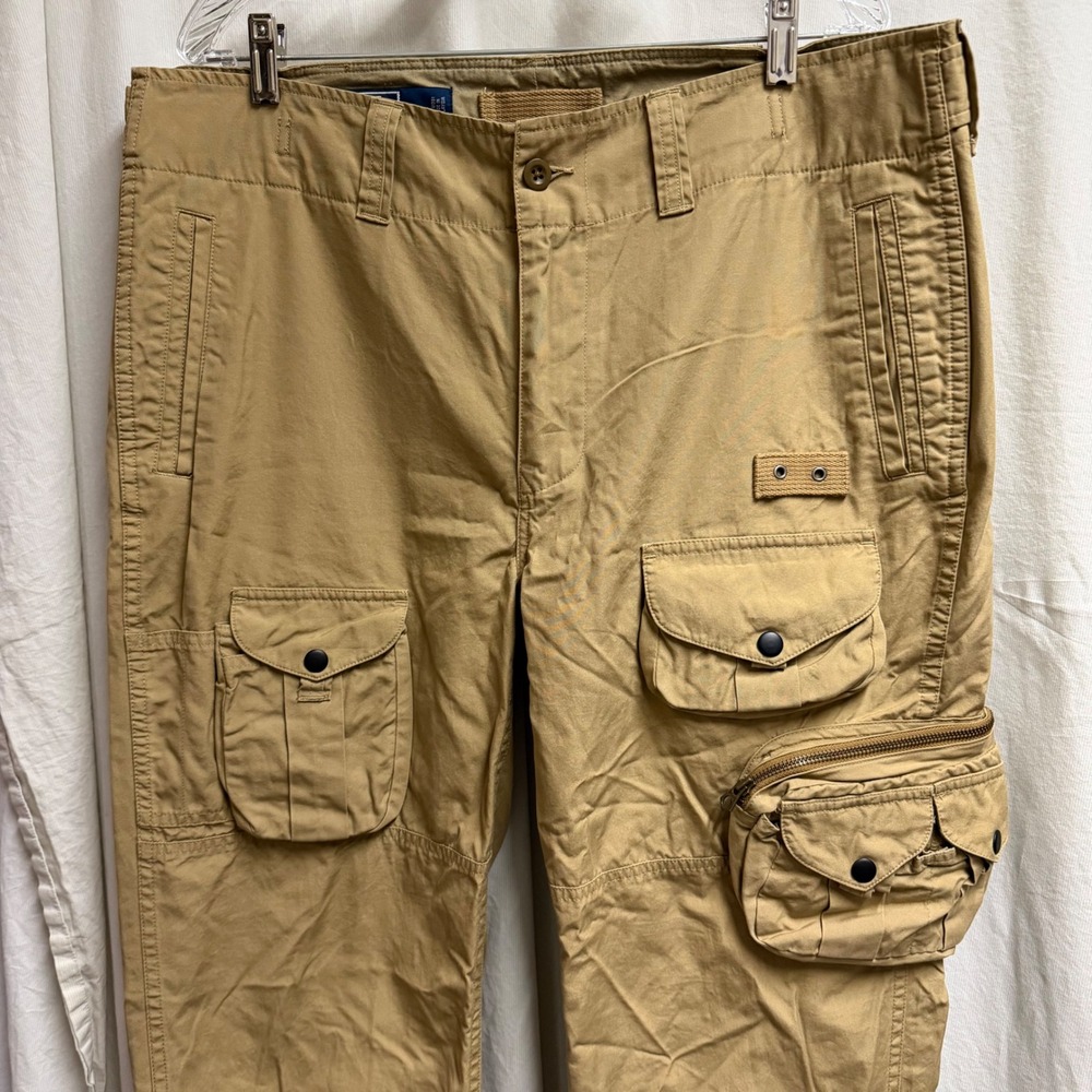 VTG Polo Ralph Lauren Mens Khaki Paratrooper Cargo Pants 36x30 Utility Trousers - Picture 2 of 14